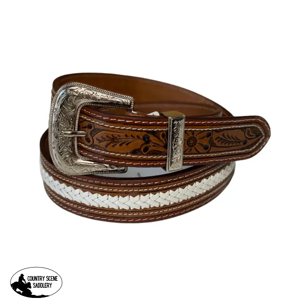 A8465 - Koa Leather Hand Carved Western Belt