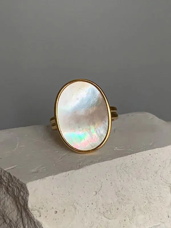 Adjustable Mother-Of-Pearl Geometric Rings Accessories