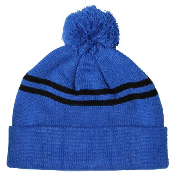 AHEAD Cobalt/Black Toque Multi-Stripe With Pom