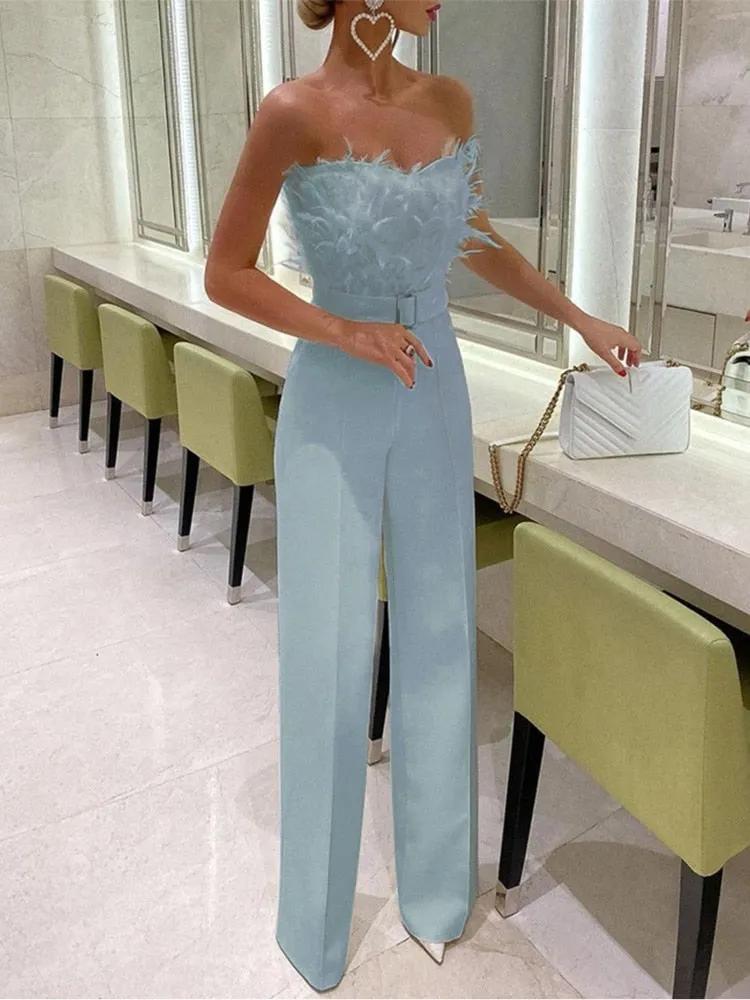 Amozae- Splice Elegant White Jumpsuit Backless Off Shoulder Rompers Bodycon   Party Clubwear Jumpsuits