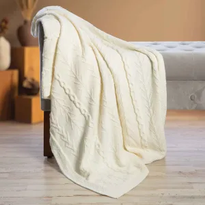 Aran Knit Double Cable Throw Blanket