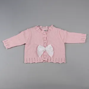 Baby Girls Cardigan with Bow - Baby Pink