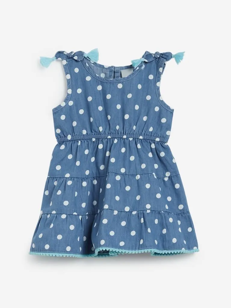 Baby HOP Blue Polka-Dot Tiered Dress