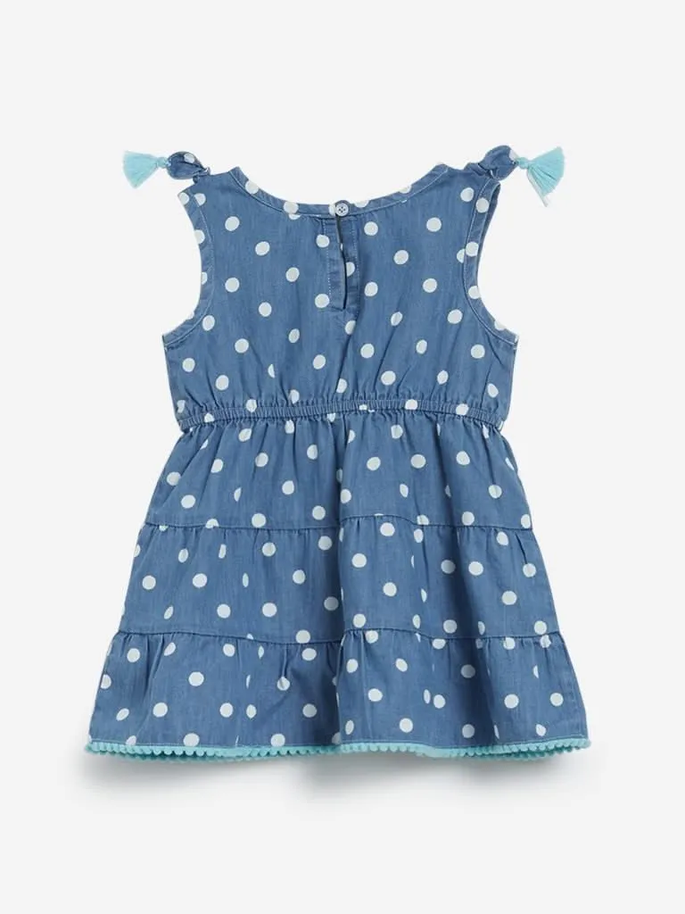 Baby HOP Blue Polka-Dot Tiered Dress