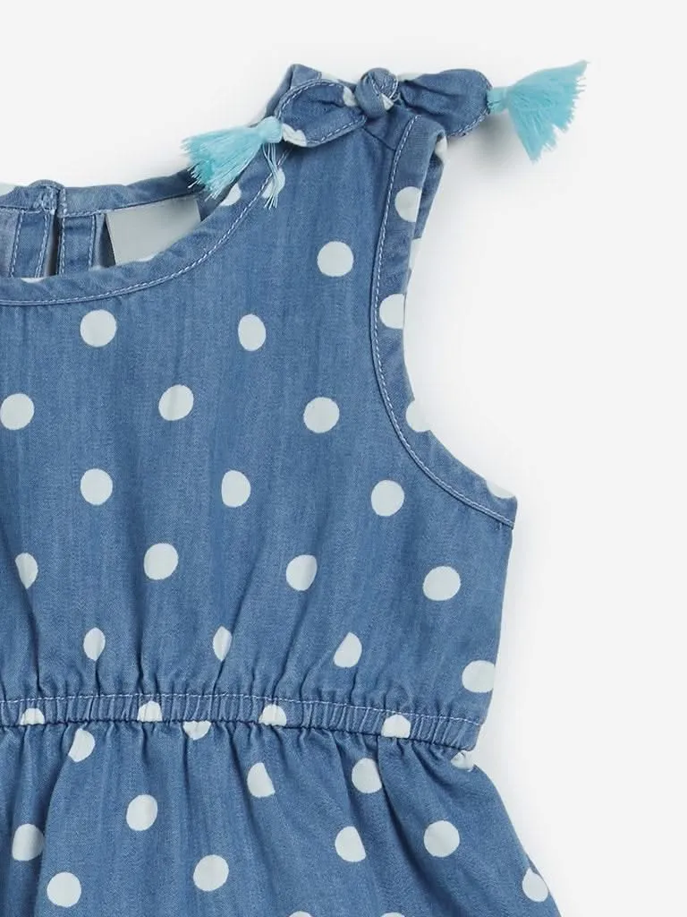 Baby HOP Blue Polka-Dot Tiered Dress