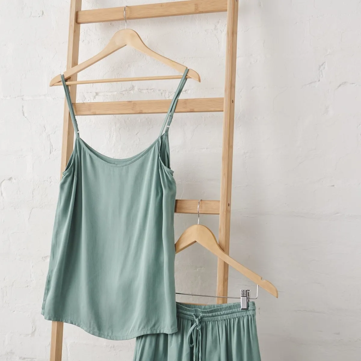 Bamboo Pyjama Set -  Cami & Shorts in Sage Green