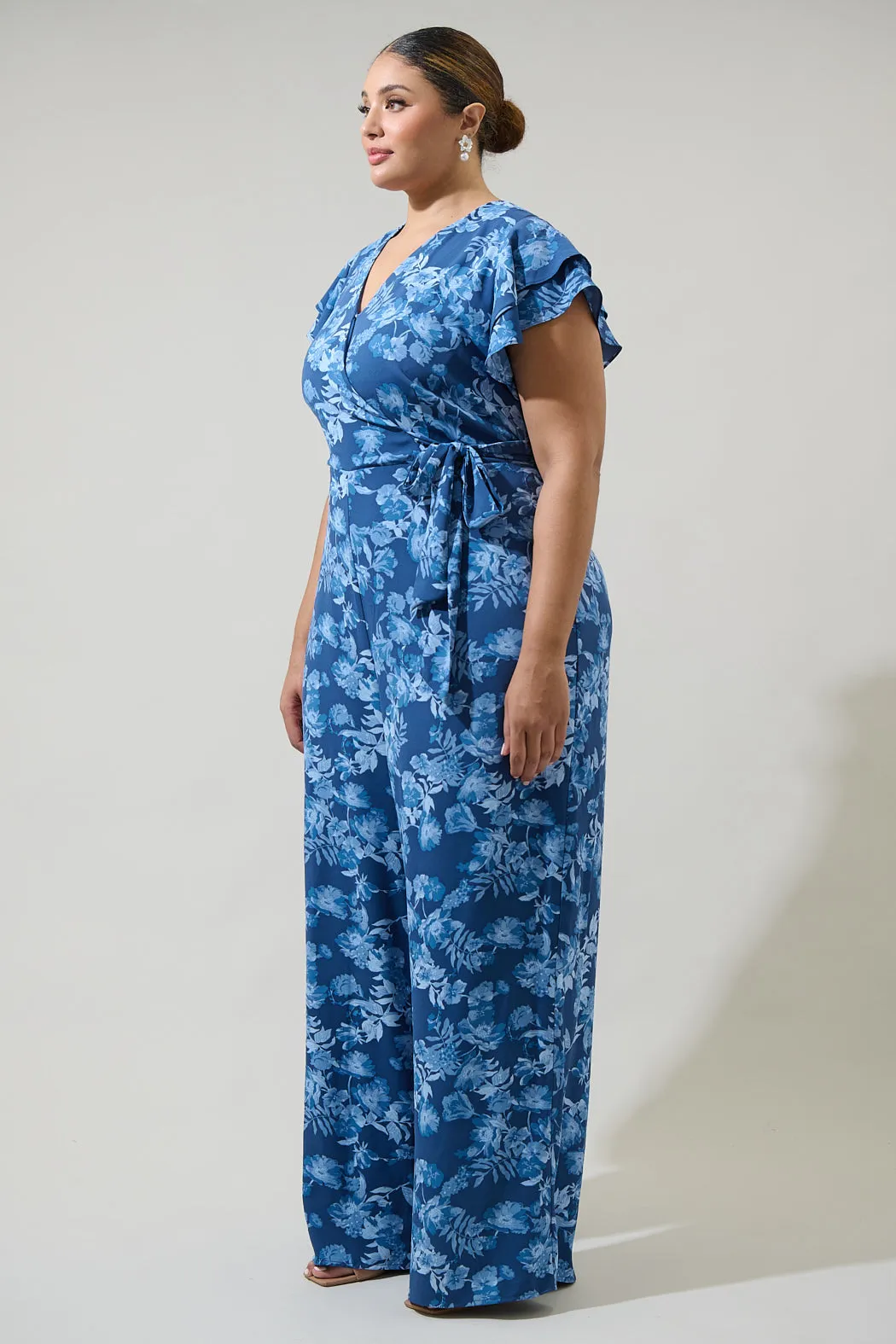 Bary Floral Tiley Wide Leg Jumpsuit Curve