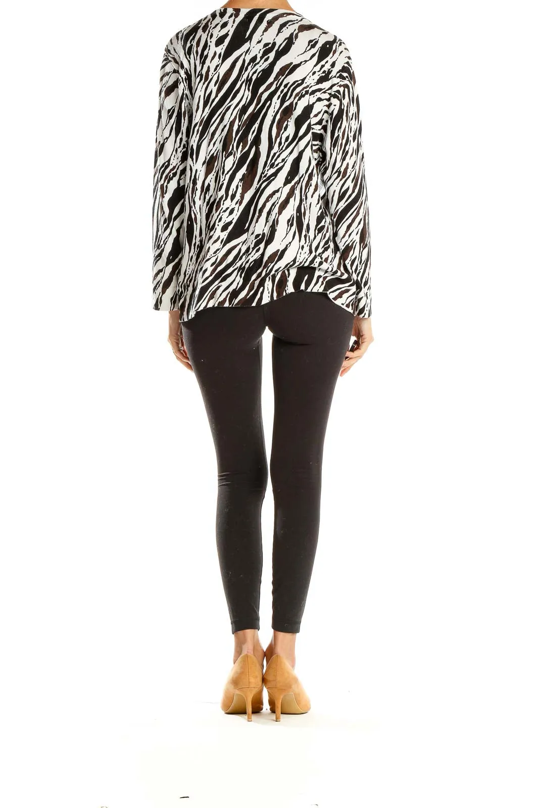 Black and White Zebra Print Knit Cardigan