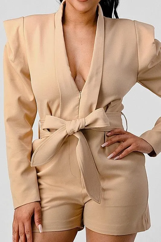 Blazer Romper with Belt