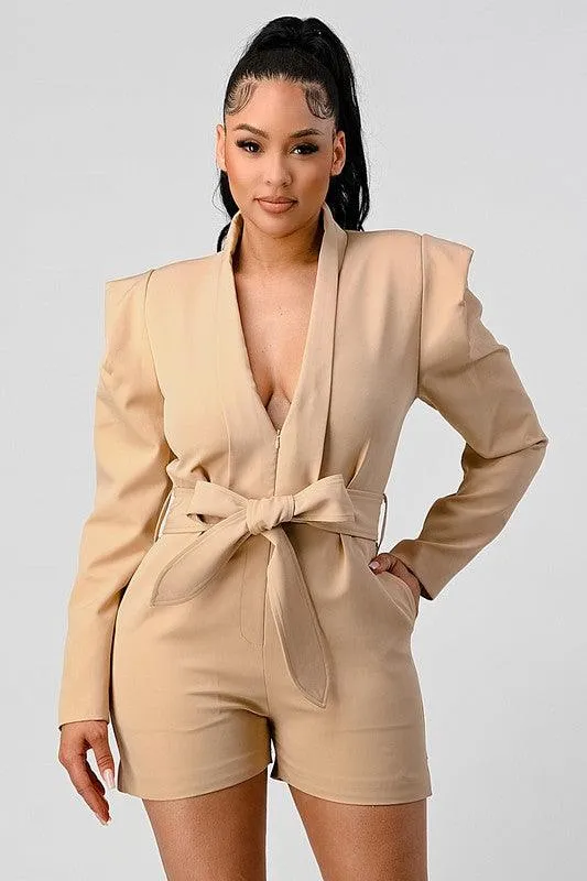 Blazer Romper with Belt