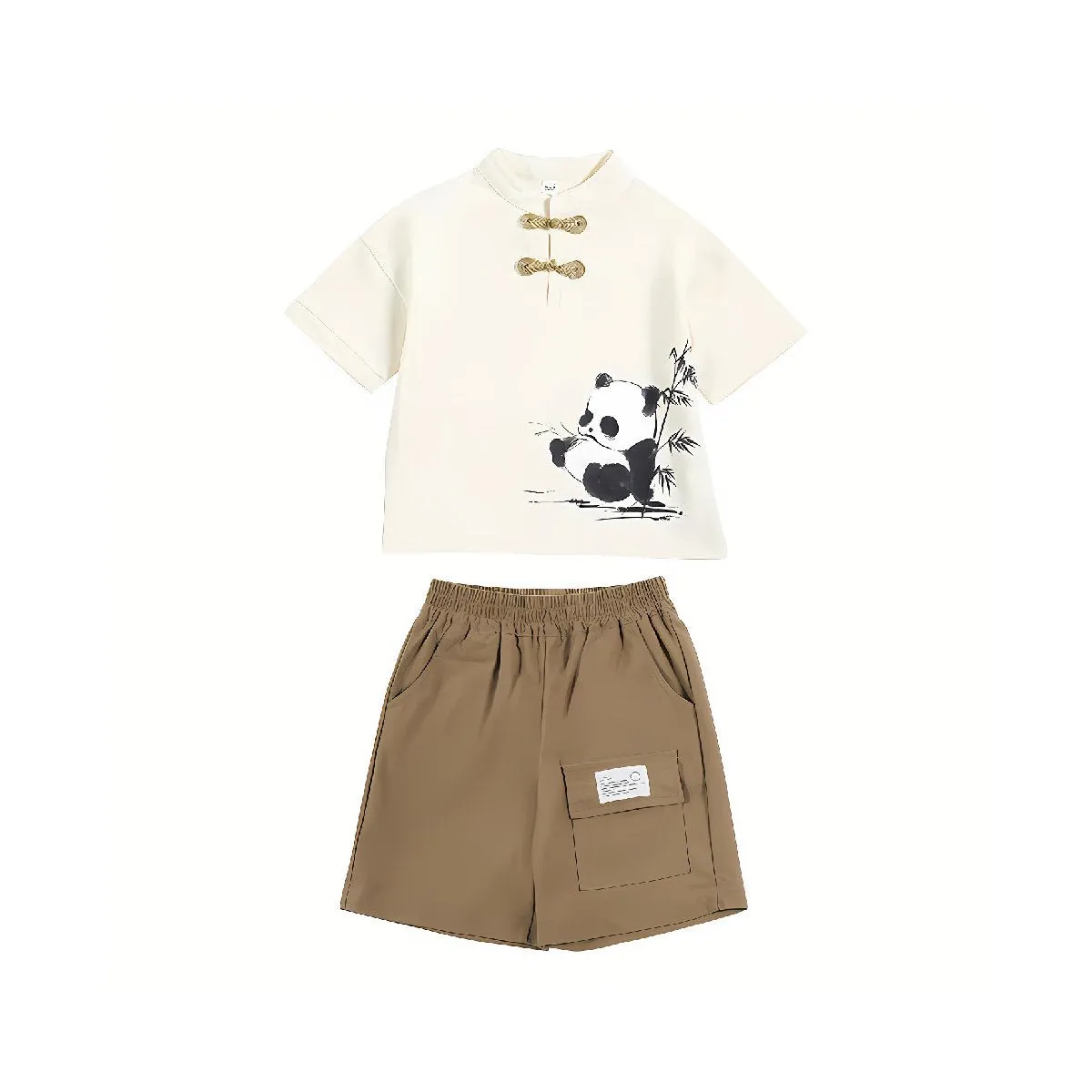 Boys Animal Print Clothing Panda Design Traditional Chinese Outfit