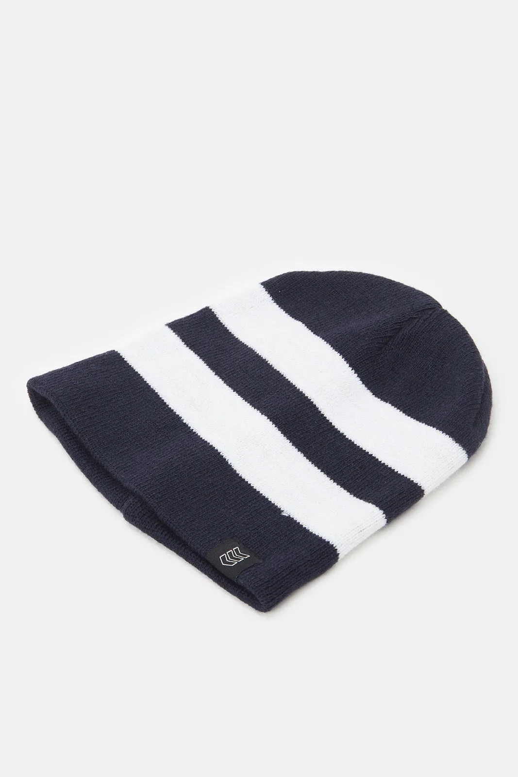 Boys Navy And Black Knitted Cap Set (Pack of 3)