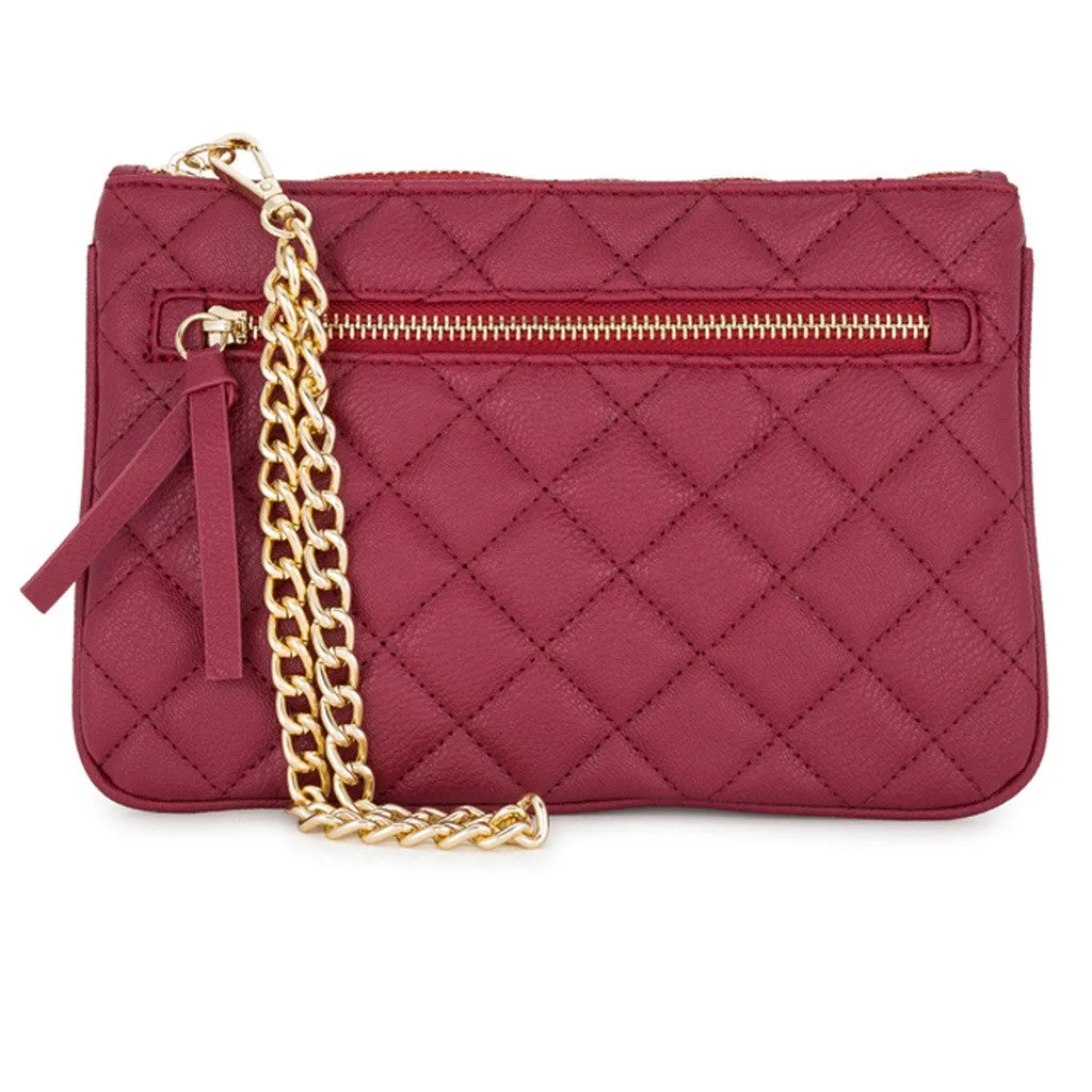 Burgundy Quilted Wristlet