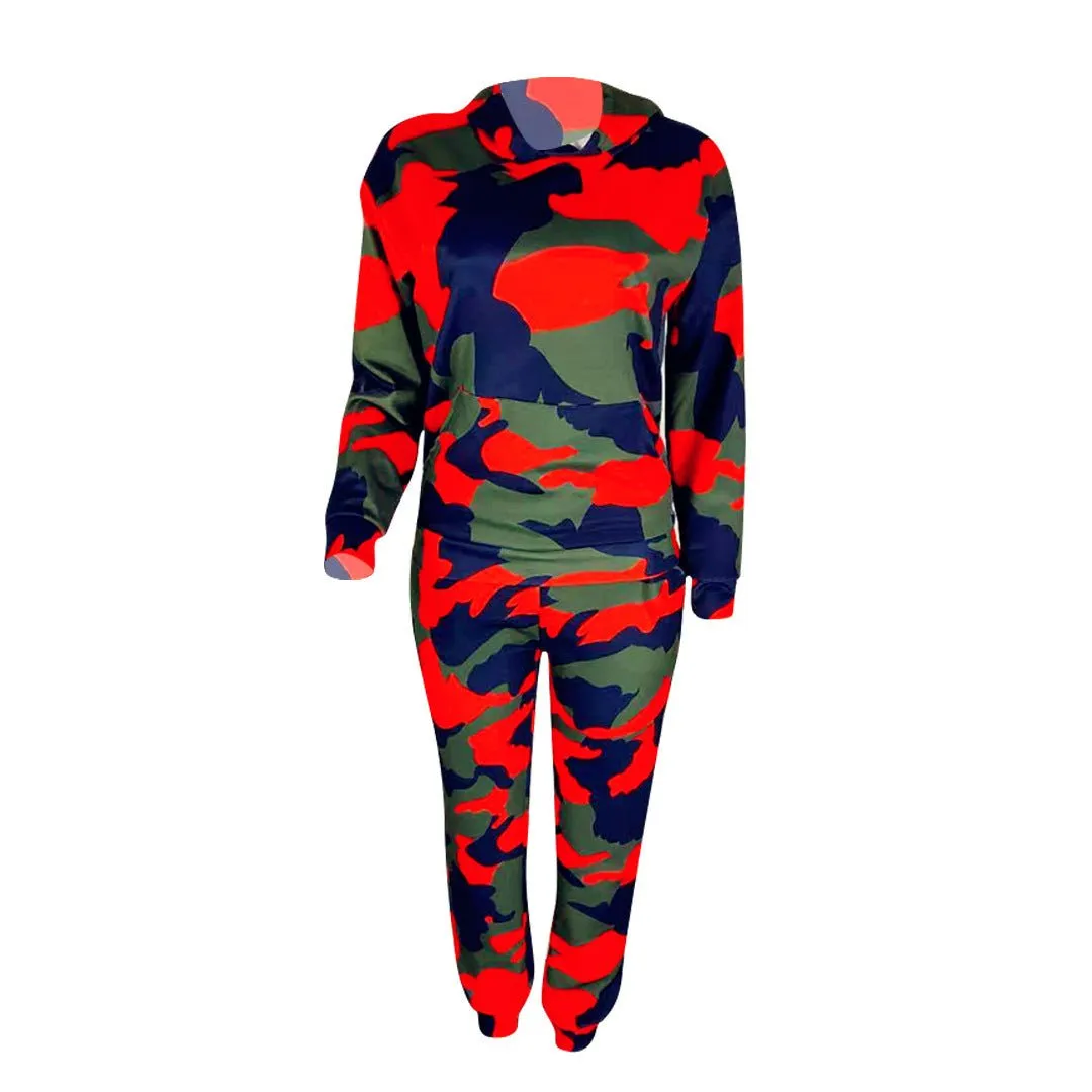 Camouflage Print Knitwear Pantsuit