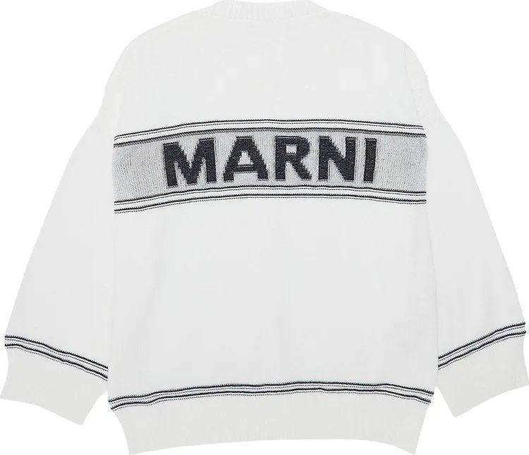 Cardigan Marni Logo Cardigan Lily White, white