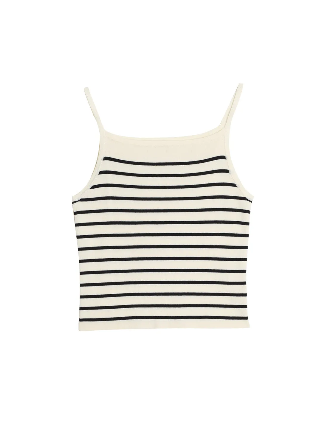 Charlee Simple Square Neck Striped Sling Knitted Top