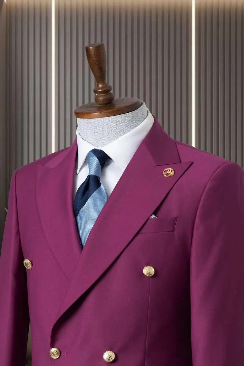 Classic Burgundy Double Breasted Suit