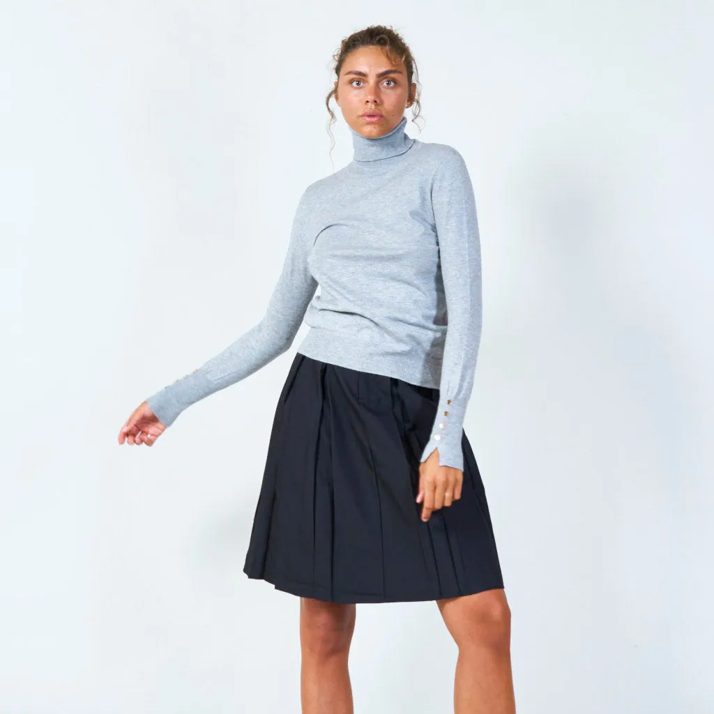 Classic turtleneck sweater with button details