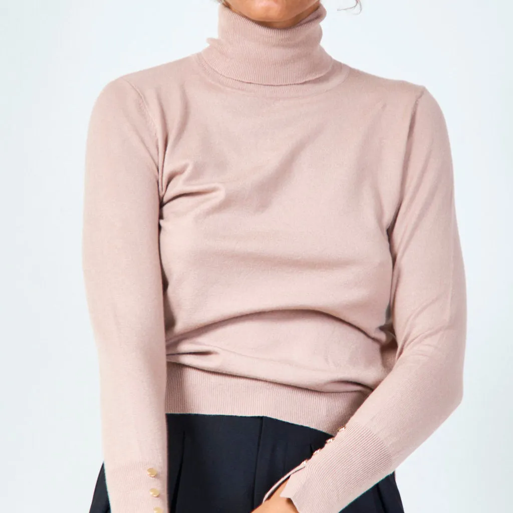 Classic turtleneck sweater with button details