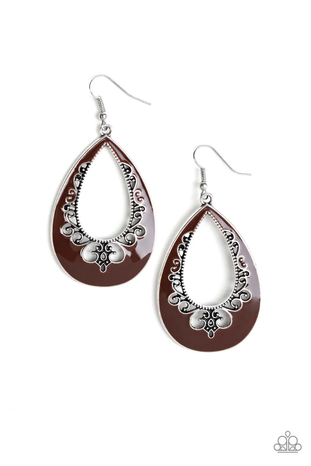 Compliments To The CHIC Brown Earrings - Paparazzi Accessories