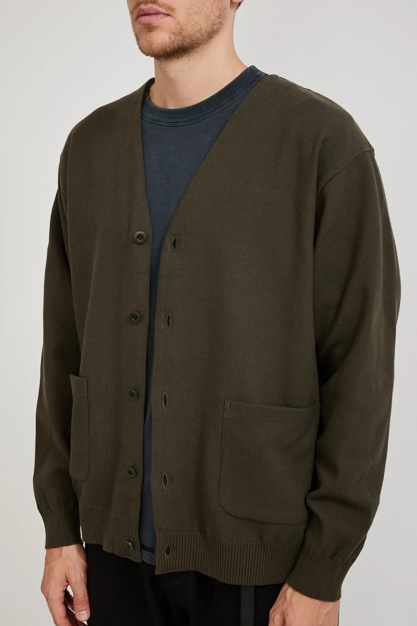 Co/Pe Knit Cardigan Olive