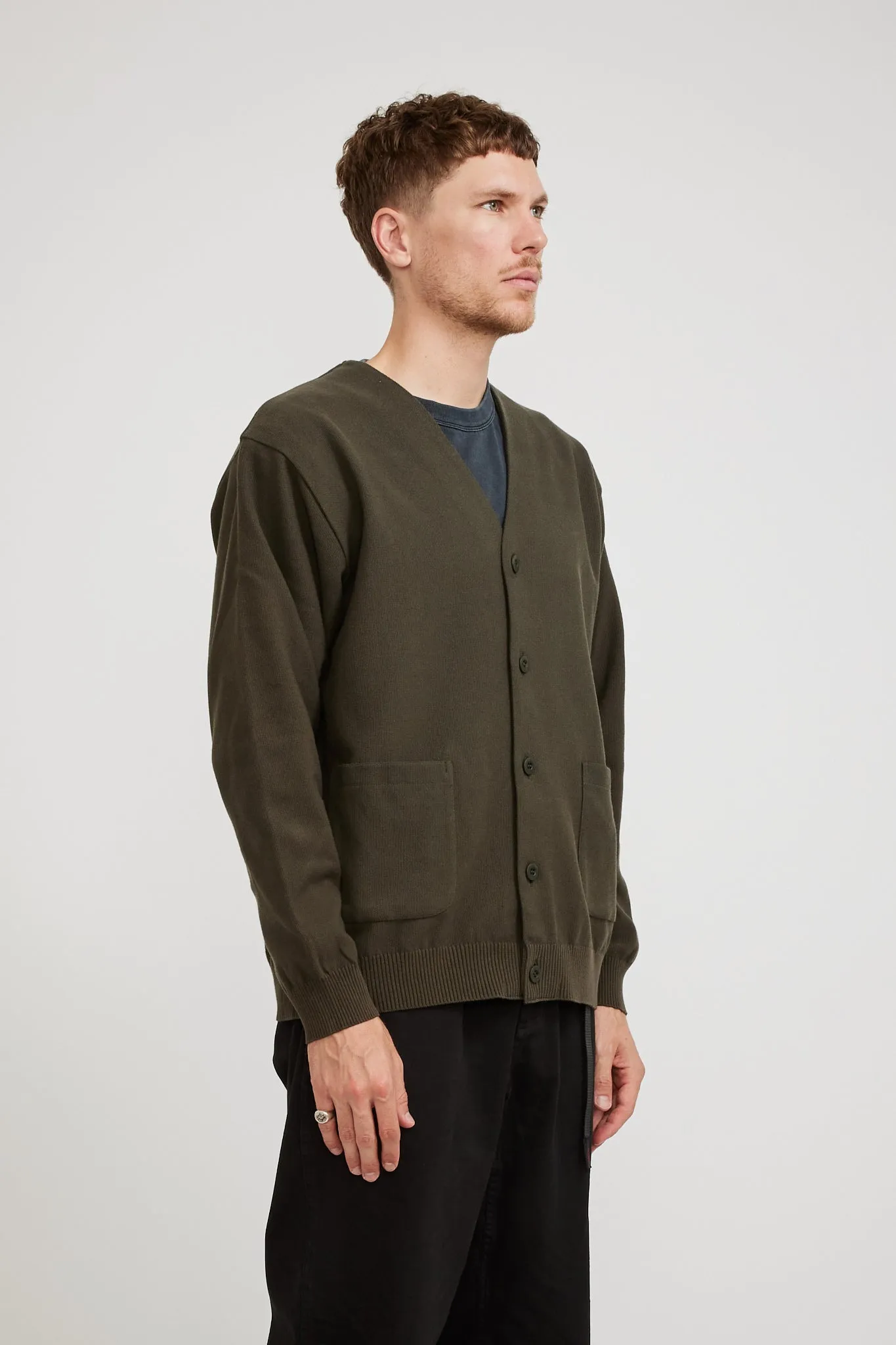 Co/Pe Knit Cardigan Olive