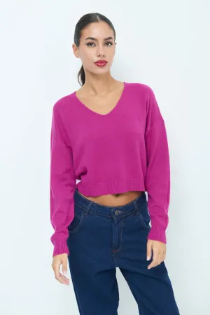 Cropped v-neck sweater wholesale