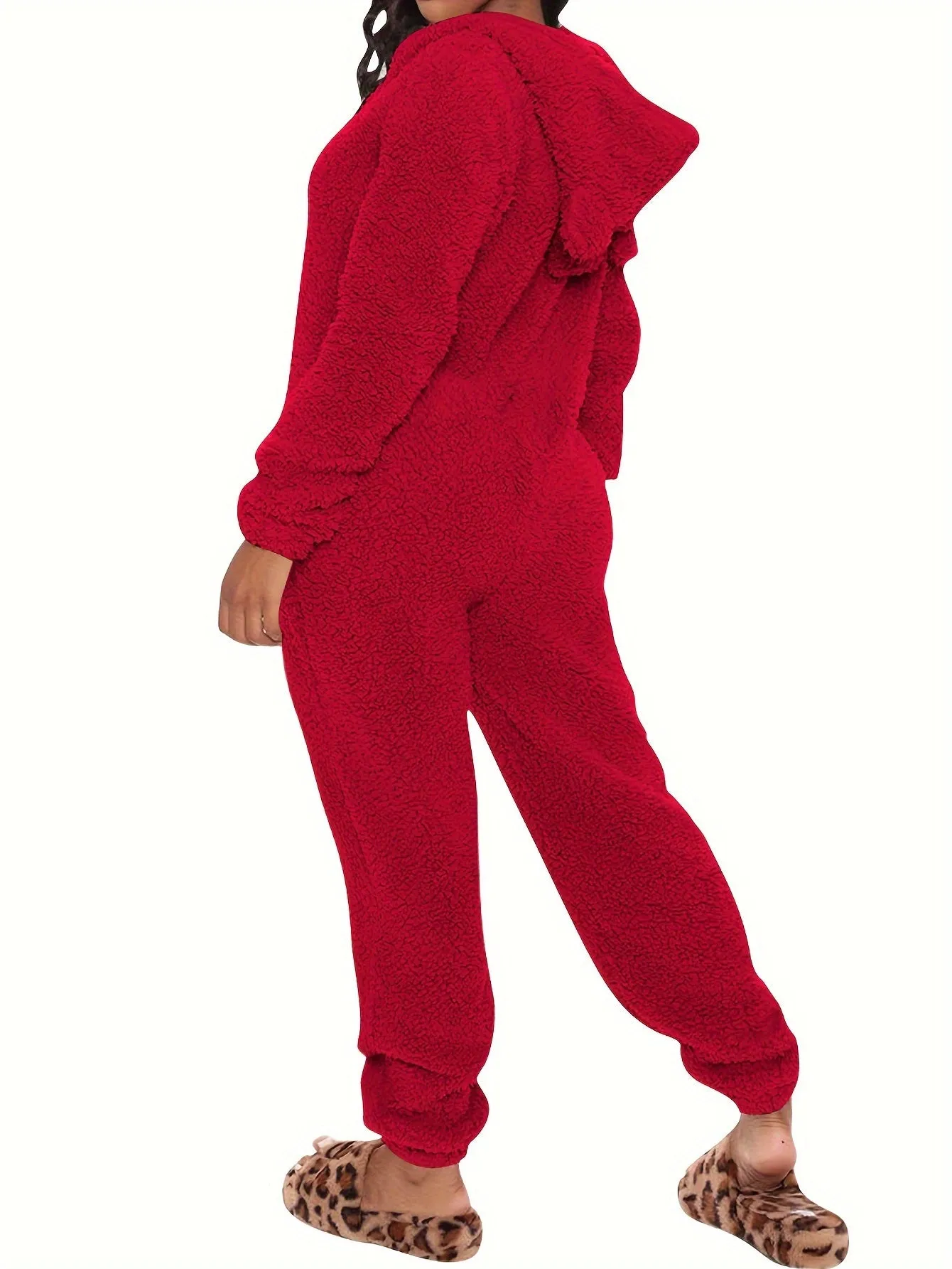 Cute  Cozy Fuzzy Hooded Pajama Jumpsuit for Carnaval