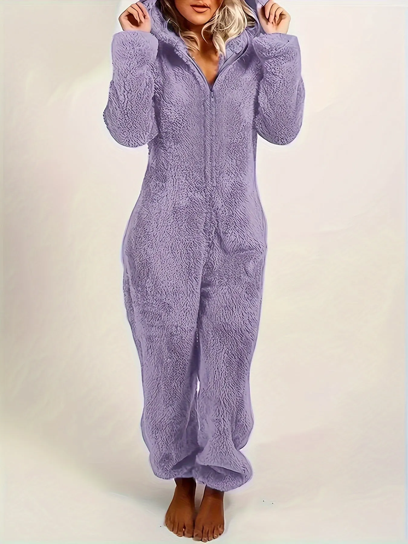 Cute  Cozy Fuzzy Hooded Pajama Jumpsuit for Carnaval