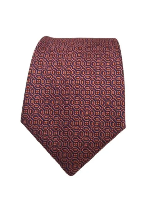 Dark Orange and Blue Geometric Men's Tie