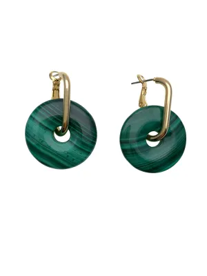 Donut Shaped Malachite Modern Earrings EE001