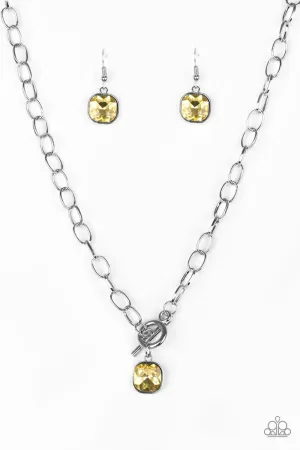 Dynamite Dazzle Silver and Yellow Gem Necklace - Paparazzi Accessories