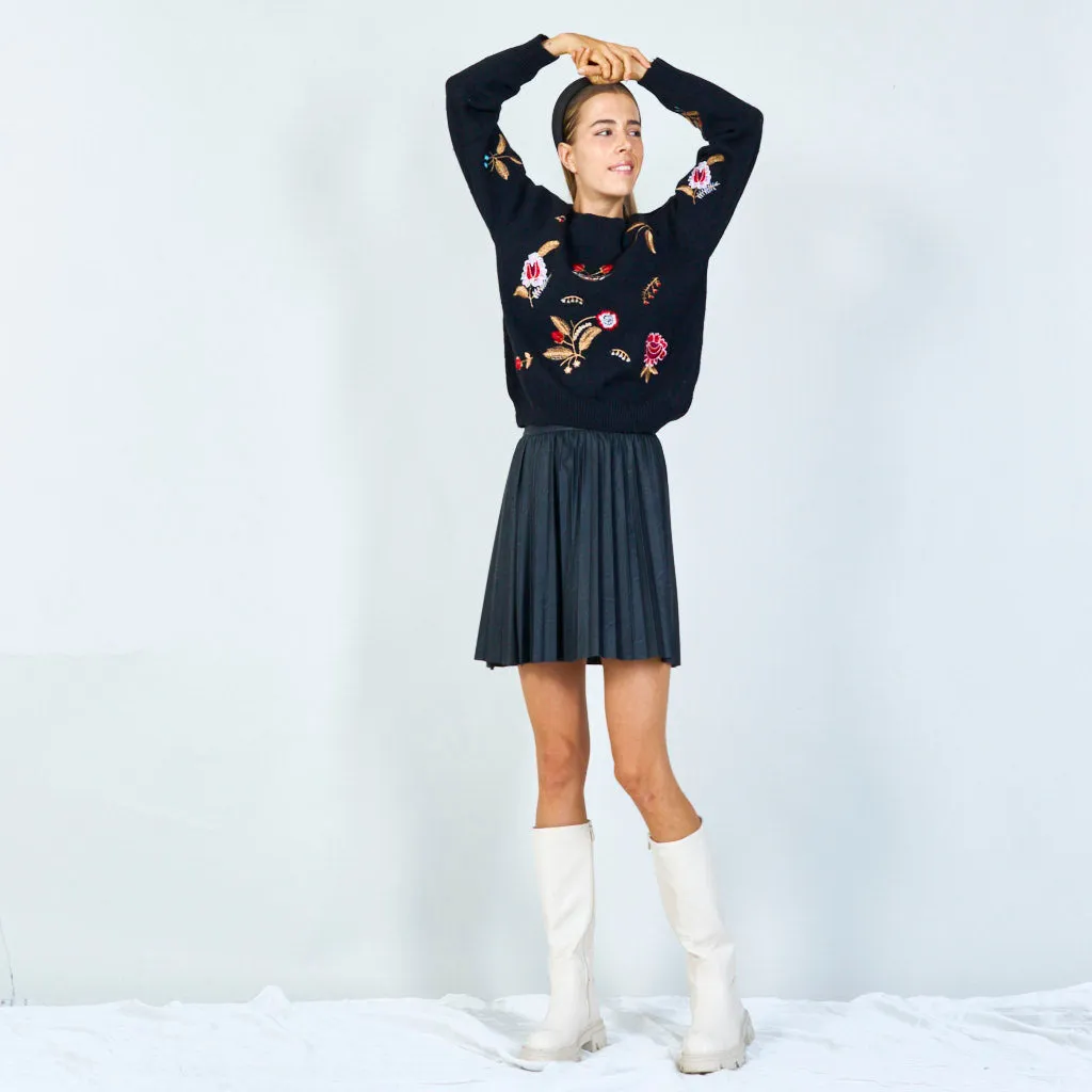 Embroidered floral sweater wholesale