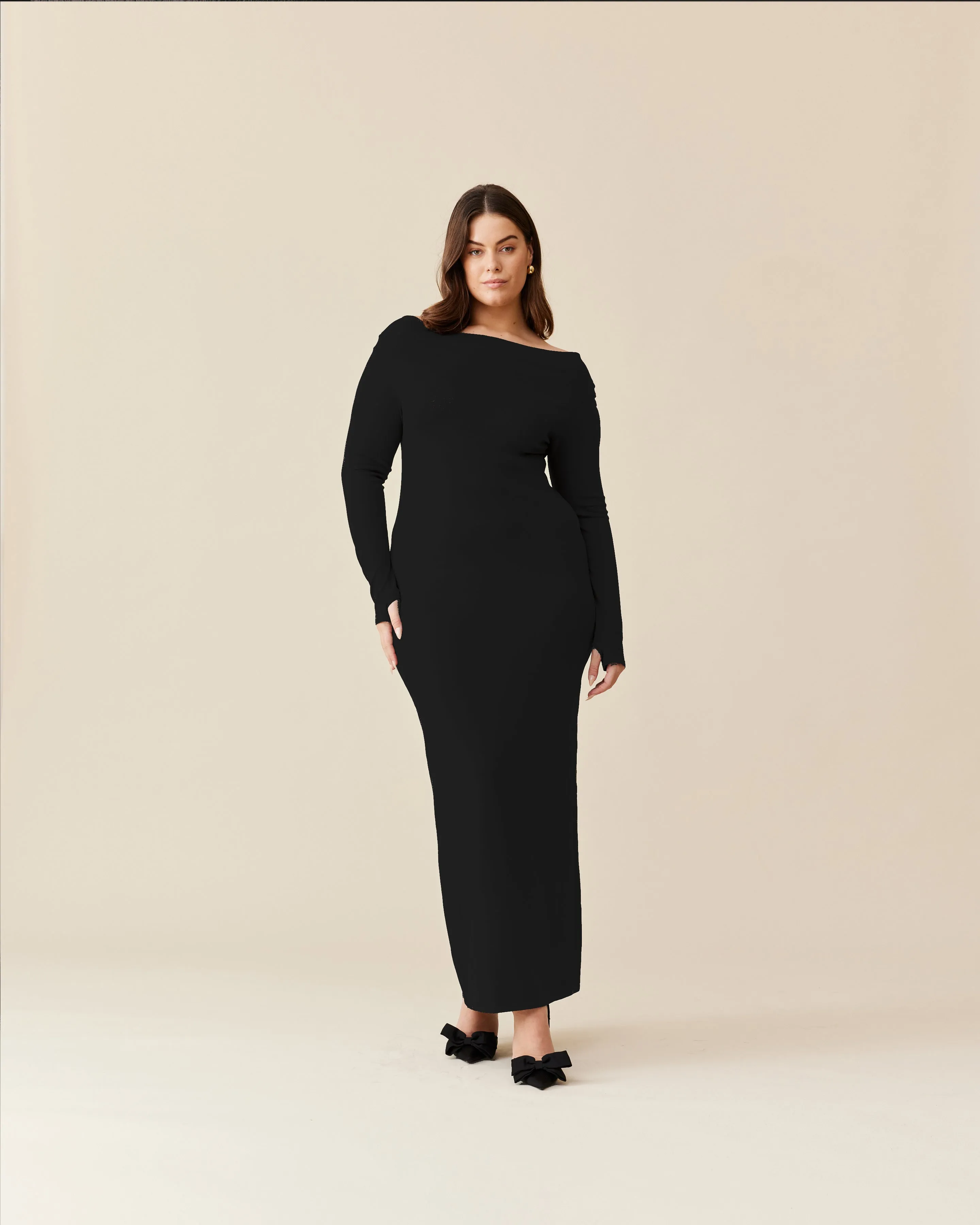 EMMA KNIT LONG SLEEVE DRESS BLACK