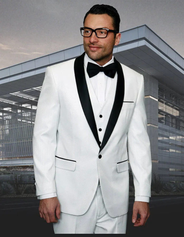 ENZO VII WHITE TAILORED FIT 3 PC TUXEDO