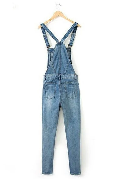 GCAROL Women Ripped Denim Jumpsuits Casual Sexy Stretch Romper Ladies'Denim Pencil Overalls Stretch Slim Dungarees For 4 season