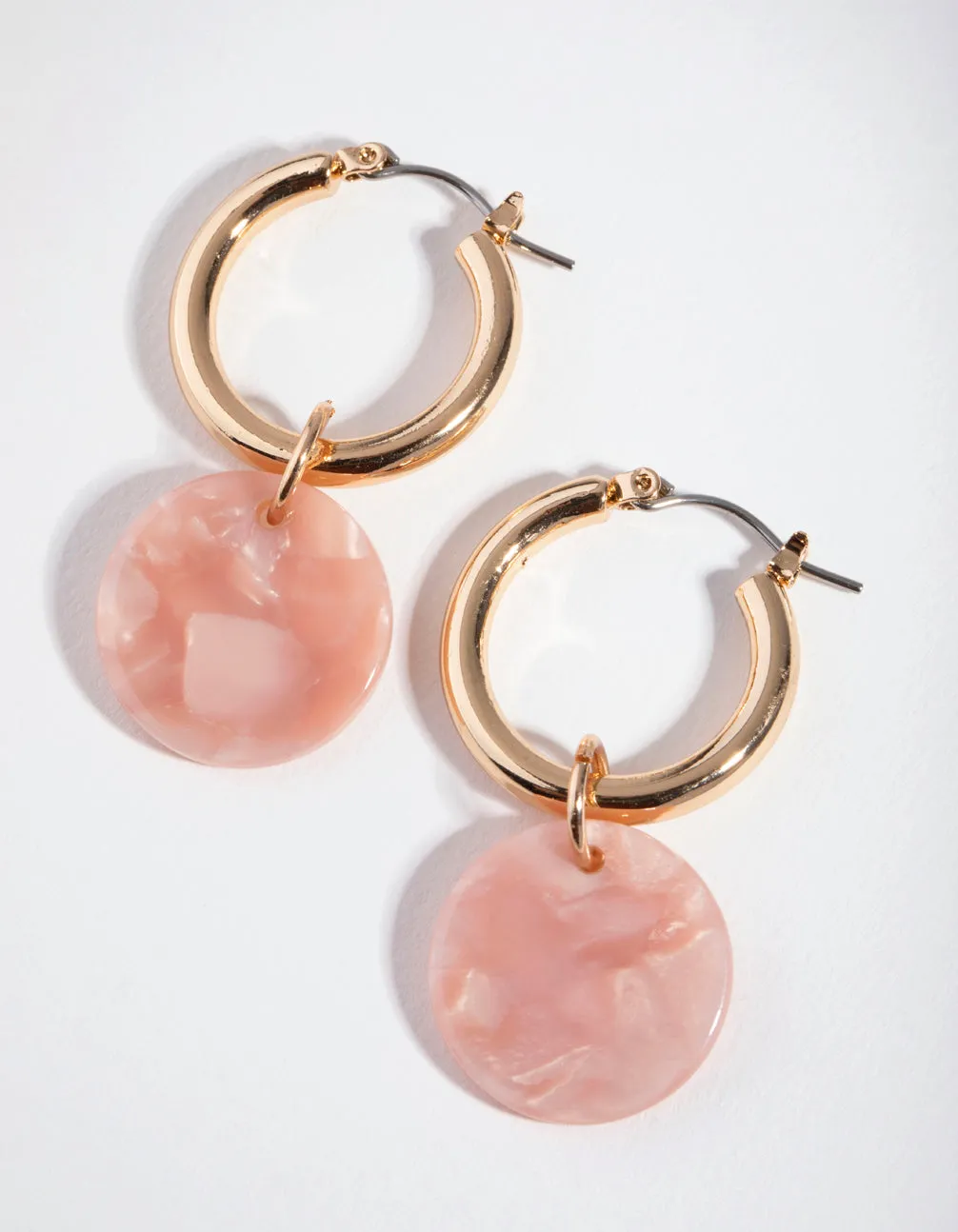 Gold Acrylic Round Hoop Earrings