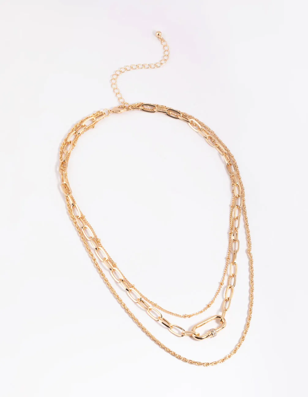 Gold Carabiner Layered Necklace