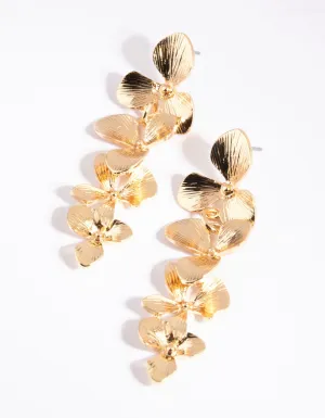 Gold Flower Drop Earrings