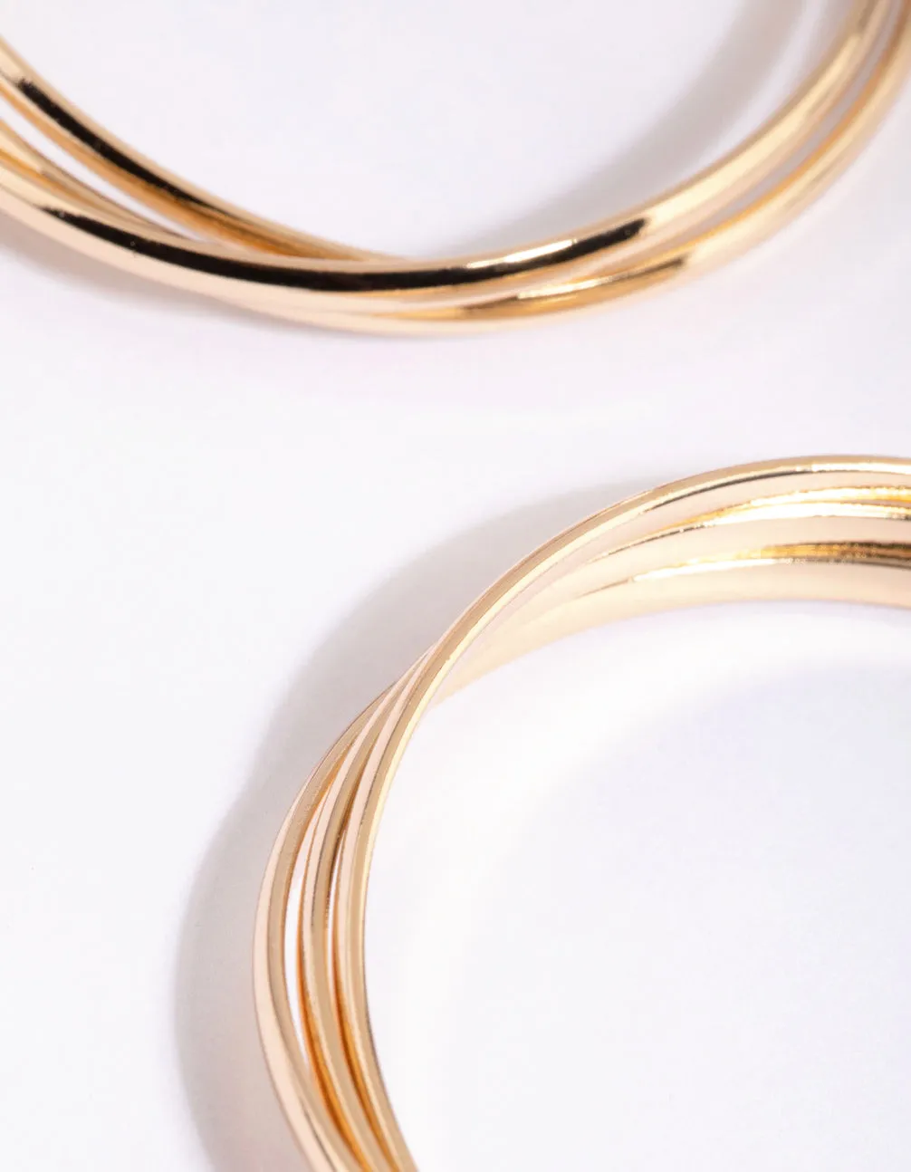 Gold Triple Twist Hoop Earrings