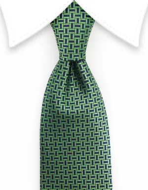 Green & Navy Blue Geometric Tie