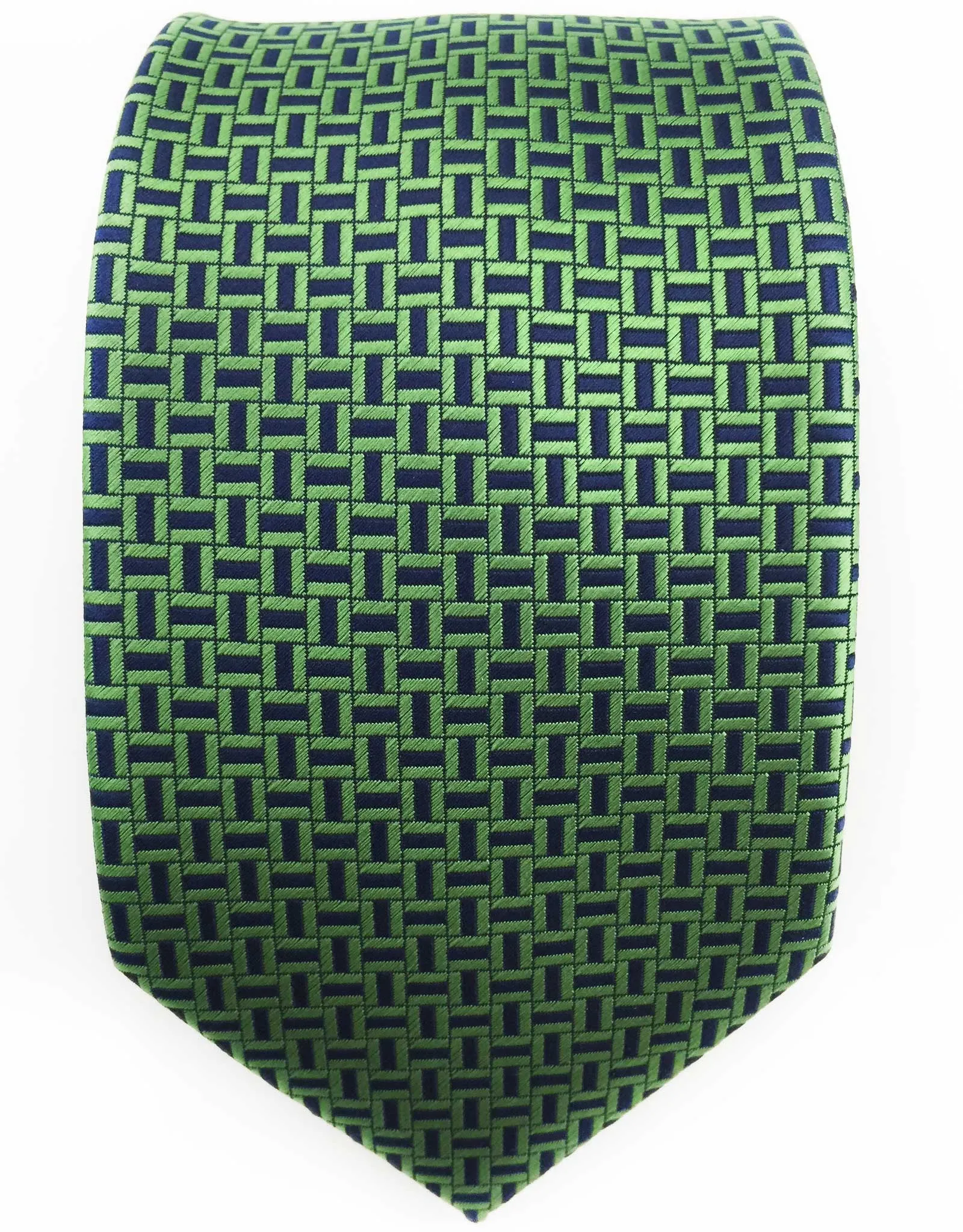 Green & Navy Blue Geometric Tie