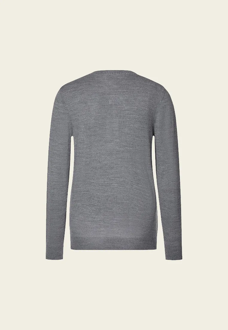 Grey Wool Embroidered Sweater