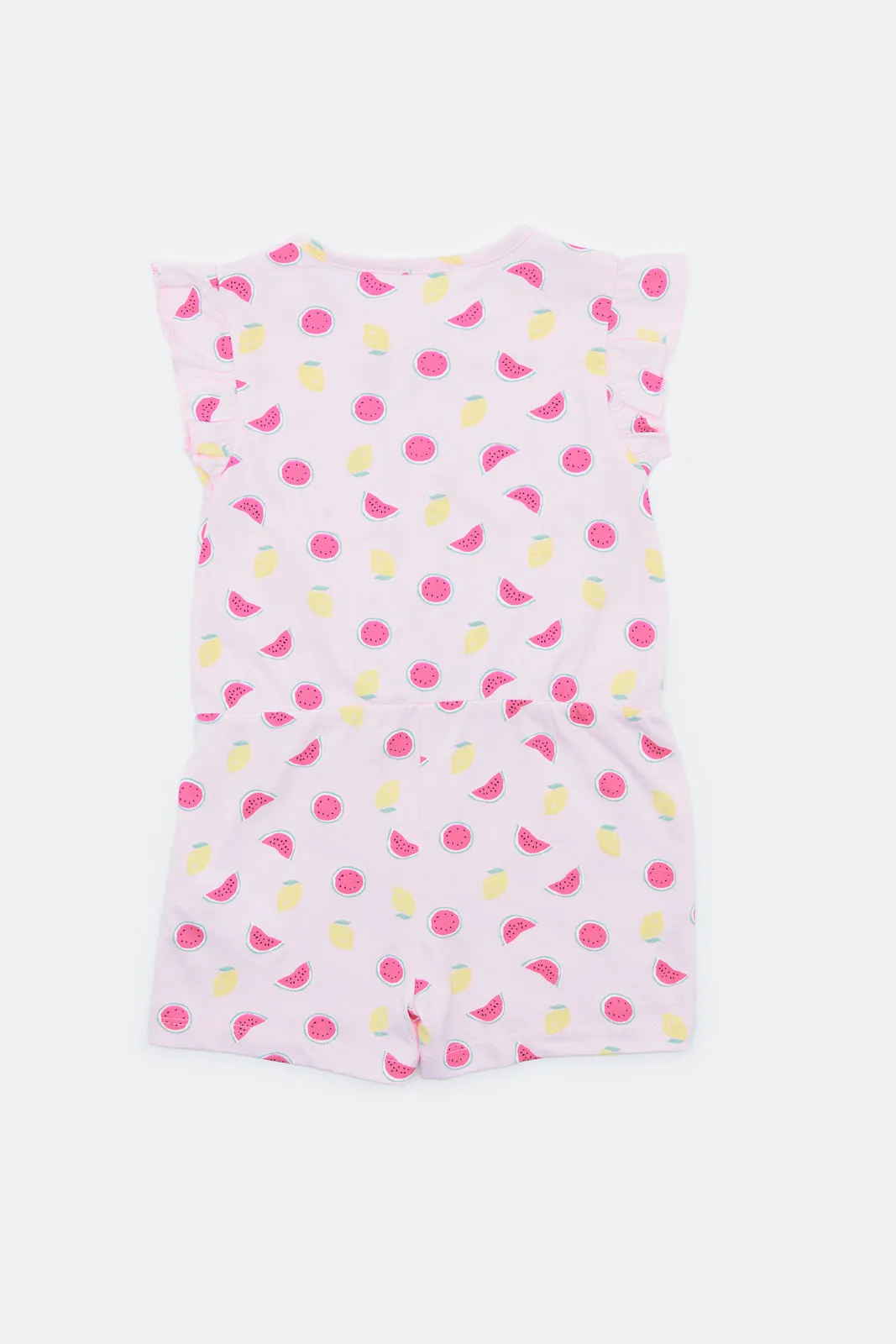 Infant Girls Pink Watermelon Printed Jumpsuit