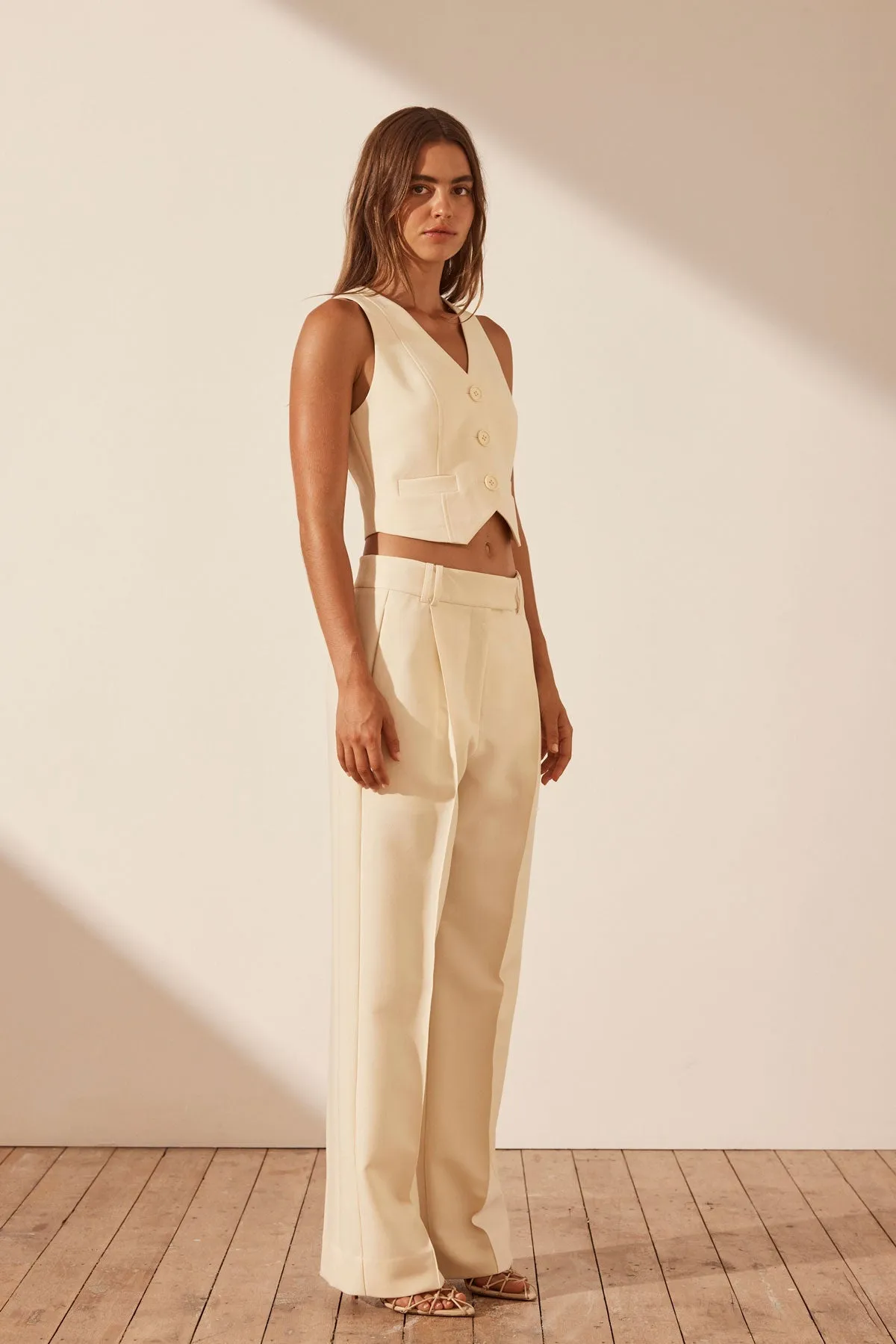 IRENA LOW RISE SLOUCH PANT - RICE