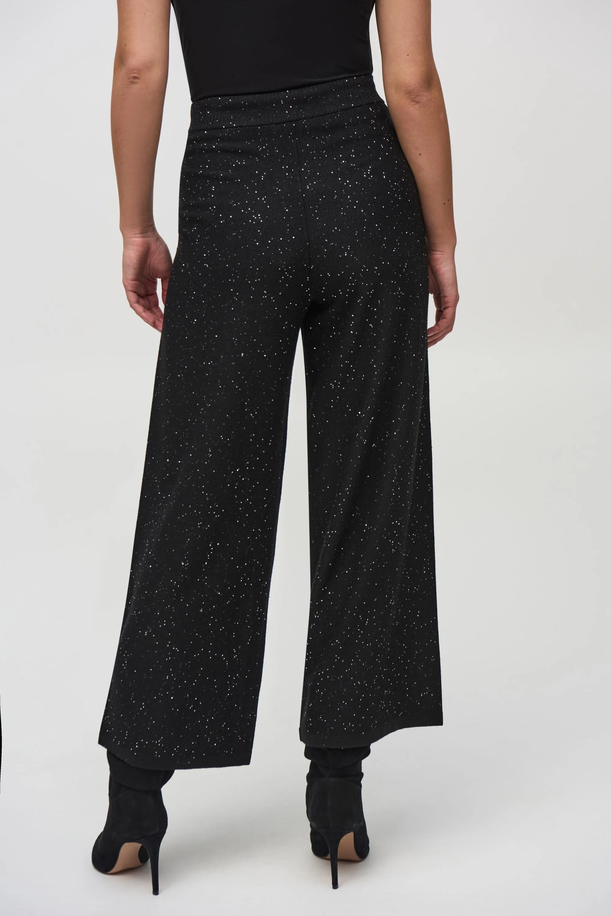 Joseph Ribkoff Knit Glitter Wide Leg Trousers Black