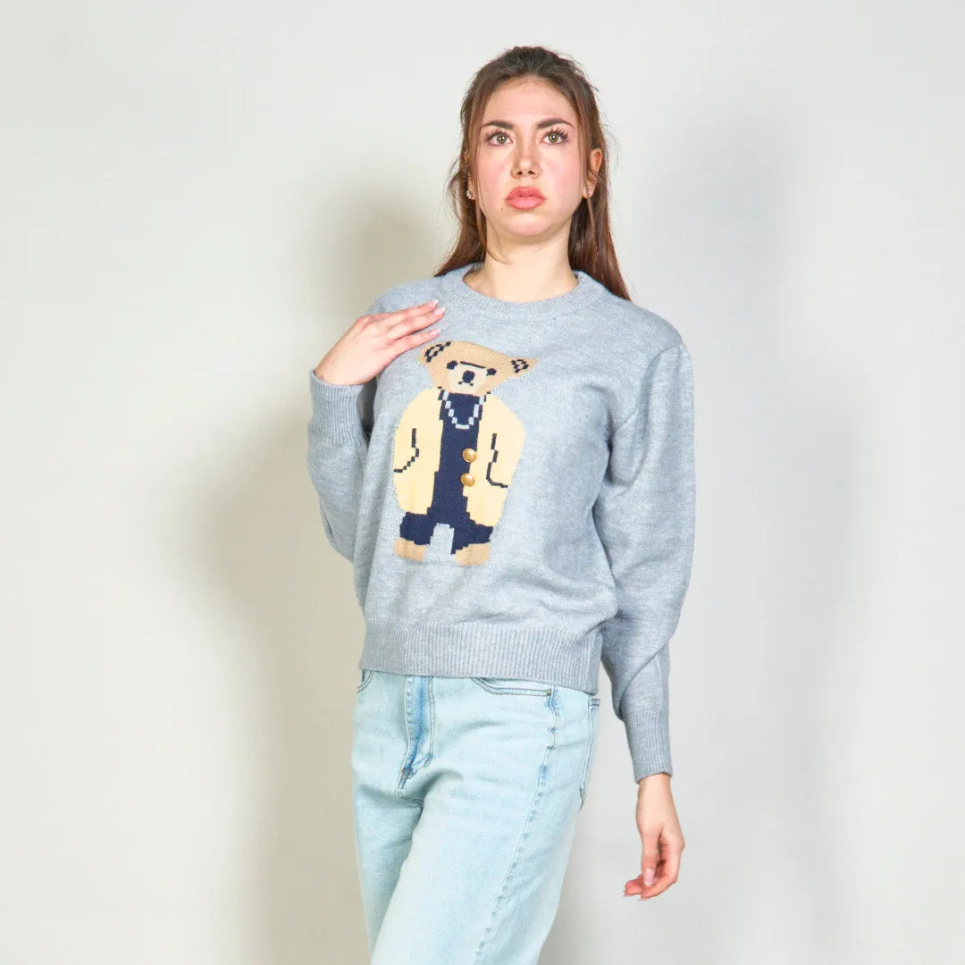 Knitted sweater with bear design wholesale