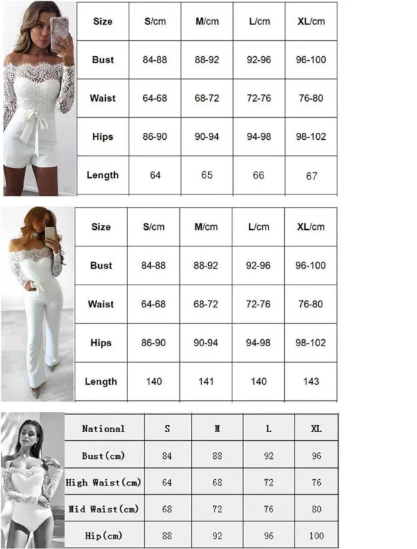 Ladies summer autumn off shoulder playsuits long sleeve sheer lace patchwork hollow bandage skinny playsuits