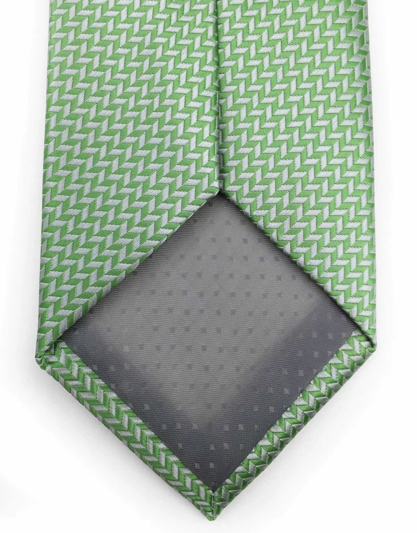 Light Green & Silver Herringbone Tie