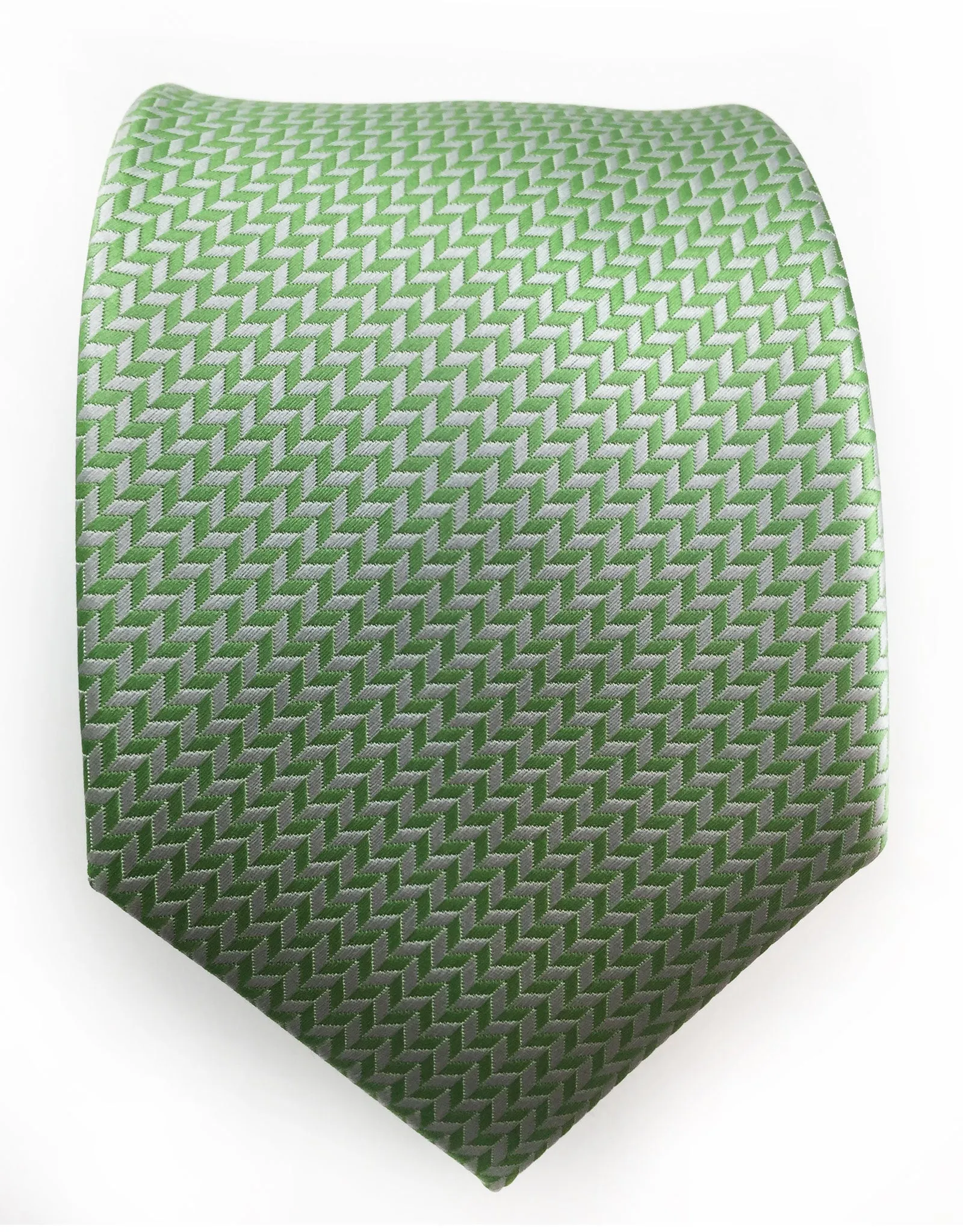 Light Green & Silver Herringbone Tie